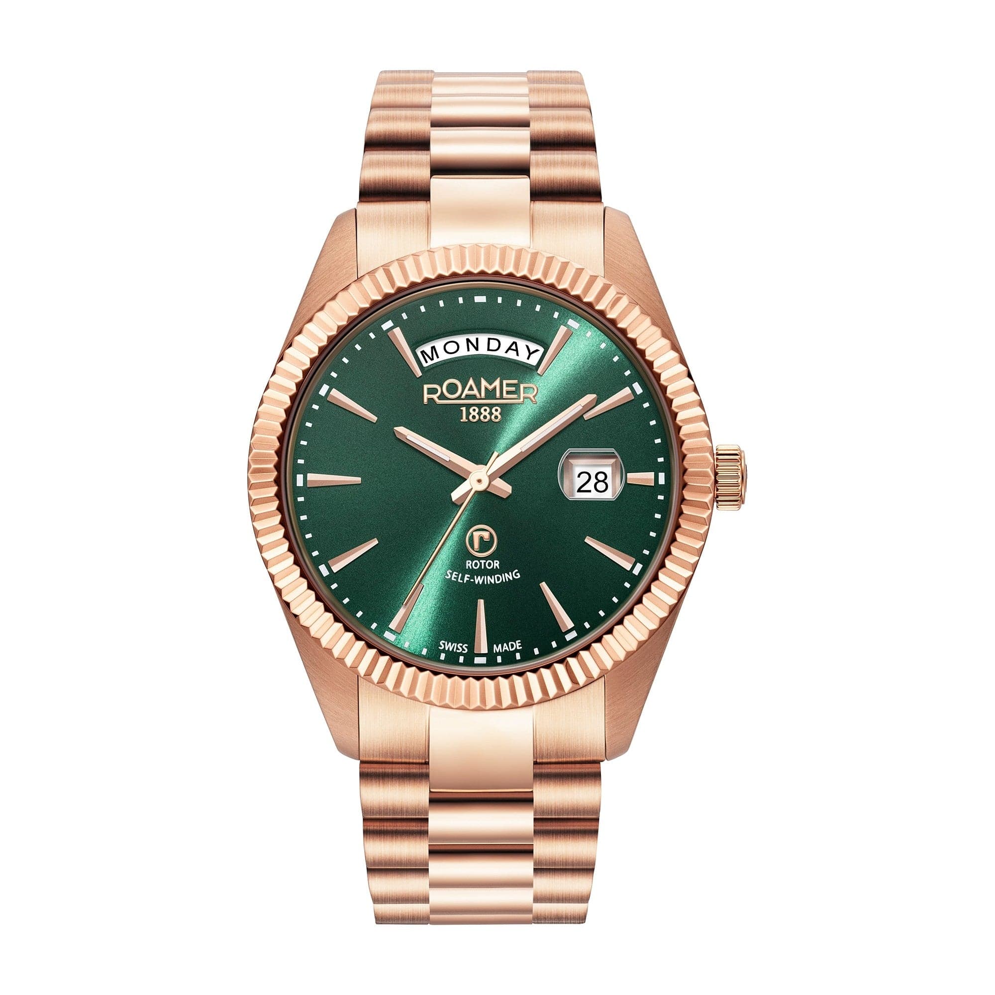 Roamer Men's Primeline Daydate II Automatic Stainless Steel Watch 981666 46 75 50