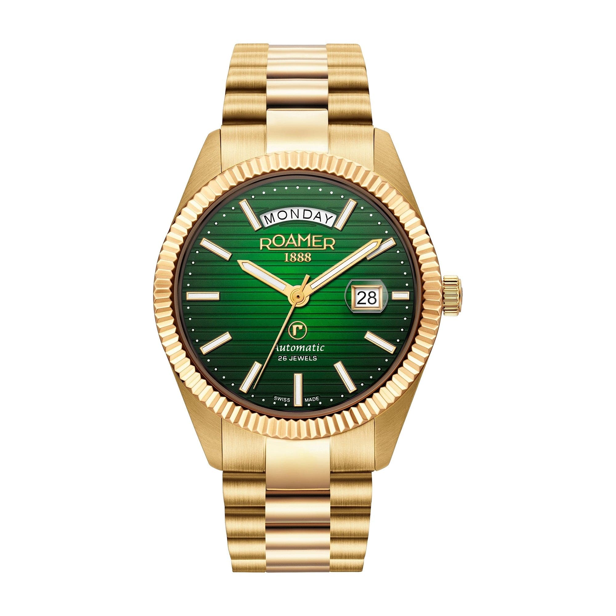 Roamer Men's Primeline Daydate II Automatic Stainless Steel Watch 981666 48 75 50
